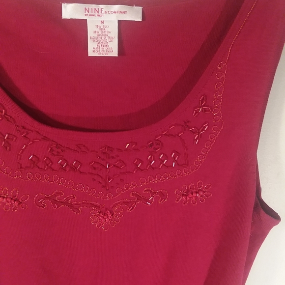 Y479. Nine & Company. Red tank top, medium - Picture 3 of 8